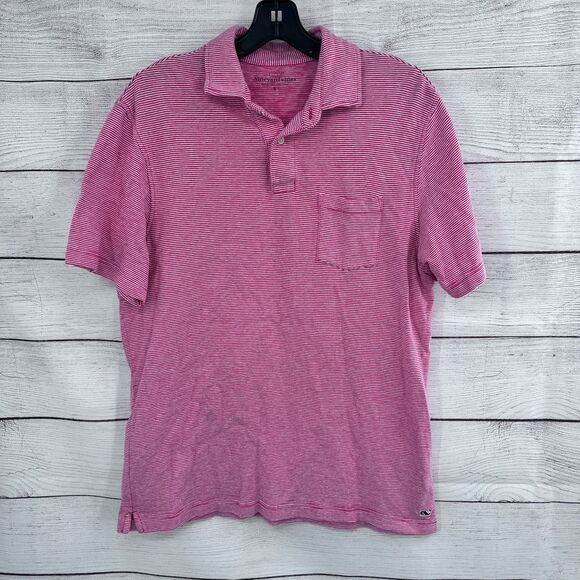 Vineyard Vines Men's Striped Polo Shirt Casual Cotton Pink White‎ Small - Picture 1 of 9